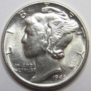 1945 D Mercury Dime - antique Denver mintmark silver dime