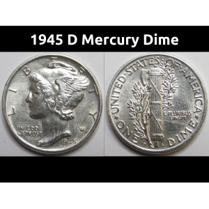 1945 D Mercury Dime - antique Denver mintmark silver dime