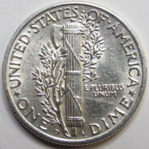 1945 D Mercury Dime - antique Denver mintmark silver dime