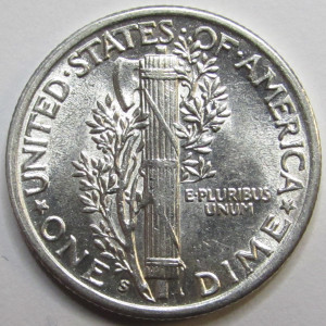 1945 S Mercury Dime - antique San Francisco mintmark silver dime