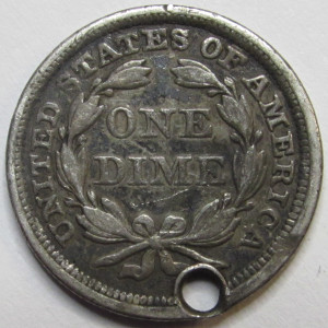 1859 Seated Liberty Dime - antique pre Civil War American silver coin