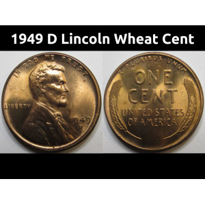 1949 D Lincoln Wheat Cent - antique Denver mintmark American wheat penny