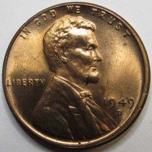 1949 D Lincoln Wheat Cent - antique Denver mintmark American wheat penny