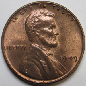 1949 Lincoln Wheat Cent - antique American wheat penny coin