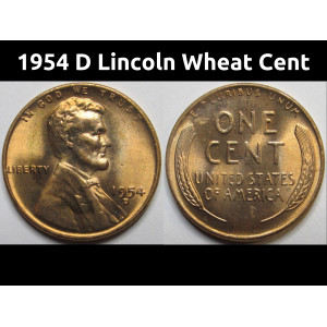 1954 D Lincoln Wheat Cent - antique Denver mintmark high grade penny