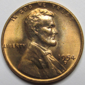 1954 D Lincoln Wheat Cent - antique Denver mintmark high grade penny