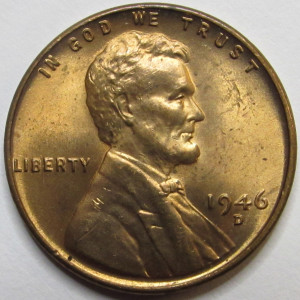 1946 D Lincoln Wheat Cent - antique Denver mintmark American penny