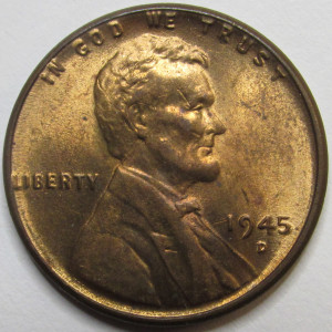 1945 D Lincoln Wheat Cent - antique Denver mintmark wheat penny