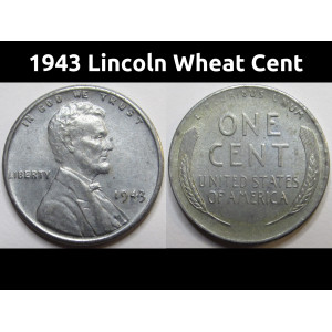 1943 Lincoln Wheat Cent - antique American steel penny