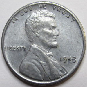 1943 Lincoln Wheat Cent - antique American steel penny