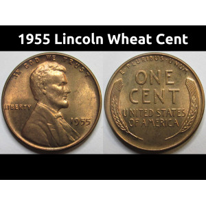 1955 Lincoln Wheat Cent - antique fifties wheat penny