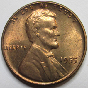 1955 Lincoln Wheat Cent - antique fifties wheat penny