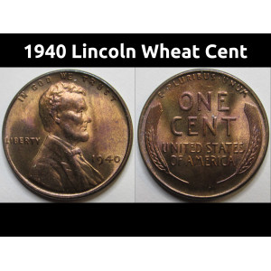 1940 Lincoln Wheat Cent - antique uncirculated American wheat penny