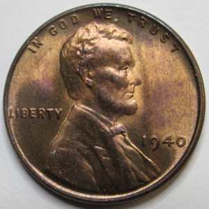 1940 Lincoln Wheat Cent - antique uncirculated American wheat penny