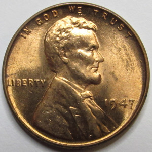 1947 Lincoln Wheat Cent - antique uncirculated American wheat penny