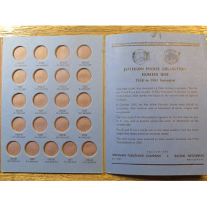 Whitman coin folder for Jefferson Nickels - 1938-1961 - vintage supply