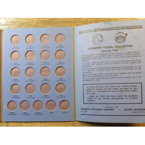 Whitman coin folder for Jefferson Nickels - early printing - 1938 onwards