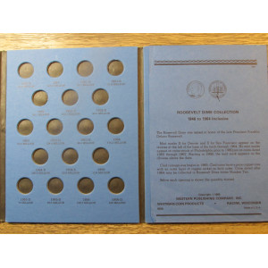 Whitman coin folder for Roosevelt Dimes - 1946-1964 - vintage supply