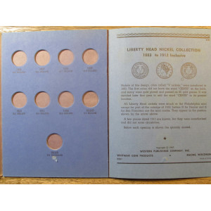 Whitman coin folder for Liberty Head V Nickels - vintage coin supply