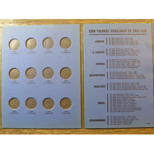 Whitman blue folder for Liberty Head Nickels - vintage V nickel storage