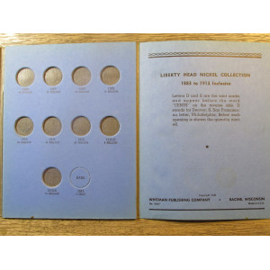 Whitman blue folder for Liberty Head Nickels - vintage V nickel storage