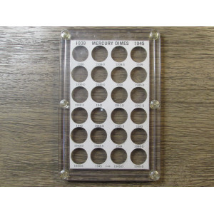Capital Plastics coin holder for Mercury Dimes - 1938 to 1945 - vintage supply