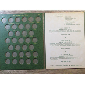 Whitman green coin album for Shield, Liberty, and Buffalo Nickels - vintage coin supply