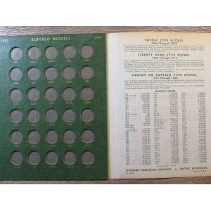 Whitman green coin album for Shield, Liberty, and Buffalo Nickels - vintage coin supply