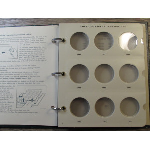 Littleton coin album for American Eagle Silver Dollars - 1986 onwards - classic green album