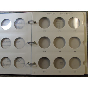 Littleton coin album for American Eagle Silver Dollars - 1986 onwards - classic green album