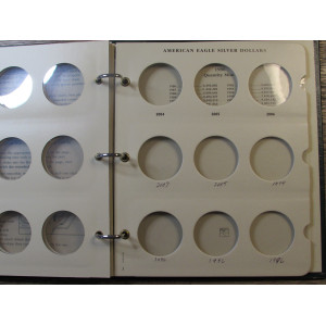 Littleton coin album for American Eagle Silver Dollars - 1986 onwards - classic green album