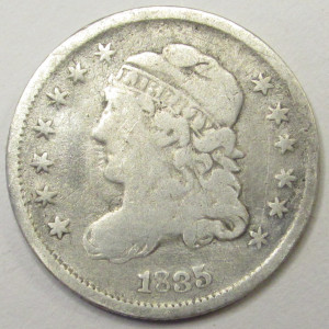 1835 Capped Bust Half Dime - antique American five cent silver coin