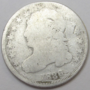 1836 Capped Bust Dime - antique American silver dime