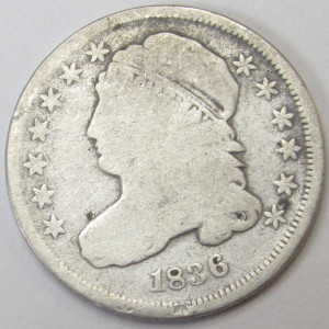 1836 Capped Bust Dime - antique American silver ten cent coin