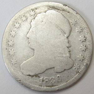 1836 Capped Bust Dime - antique American silver dime coin