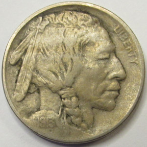 1913 Buffalo Nickel - Type 1 - first year of issue raised mound nickel with full horn