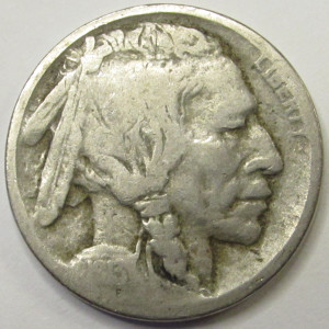 1913 D Buffalo Nickel - Type 1 - first year of issue Denver mintmark coin with raised mound design
