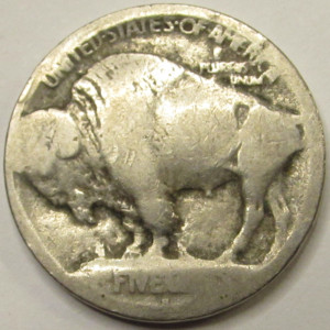 1913 S Buffalo Nickel - antique San Francisco mintmark raised mound nickel