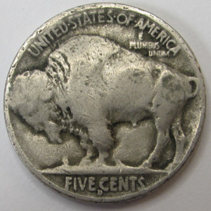 1916 D Buffalo Nickel - antique Denver mintmark American Indian five cent coin