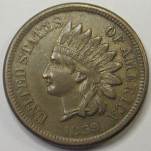 1859 Indian Head Cent - better condition first year of issue cupronickel penny