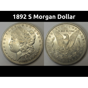 1892 S Morgan Dollar - antique San Francisco mintmark old silver dollar