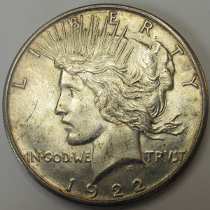 1922 S Peace Dollar - antique San Francisco mintmark antique silver dollar