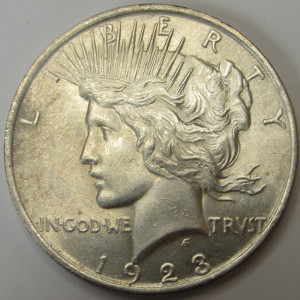 1923 Peace Dollar - antique uncirculated American silver dollar coin