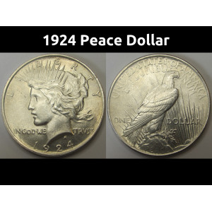 1924 Peace Dollar - antique original uncirculated American silver dollar