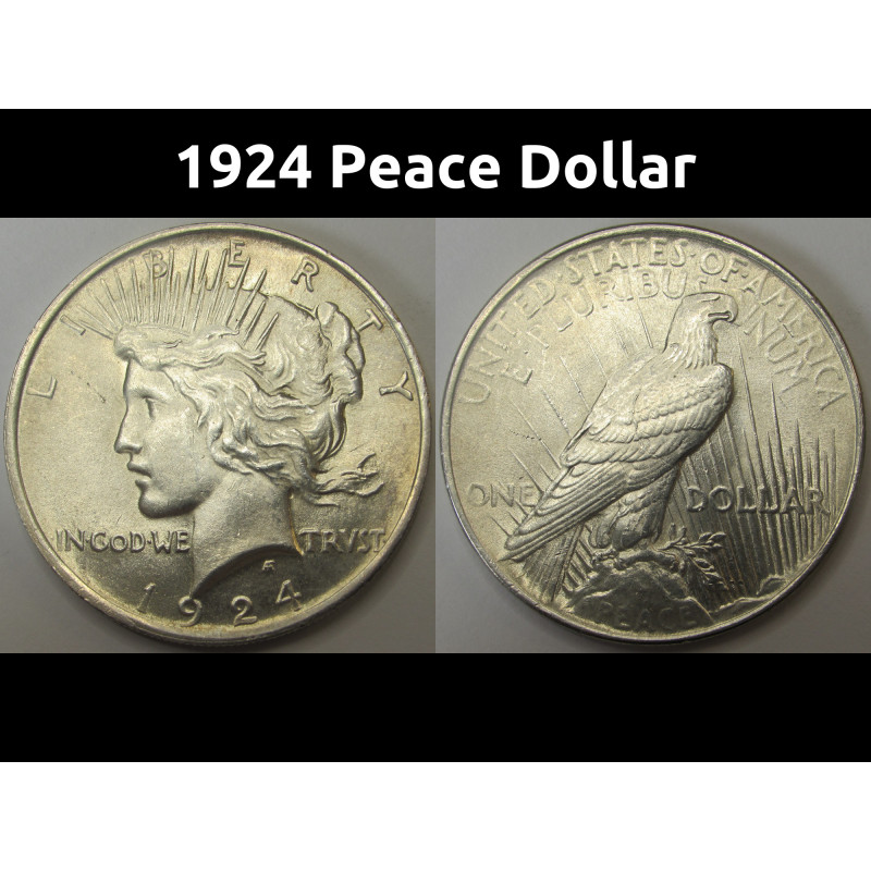 1924 Peace Dollar - antique original uncirculated American silver dollar