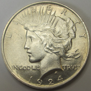 1924 Peace Dollar - antique original uncirculated American silver dollar