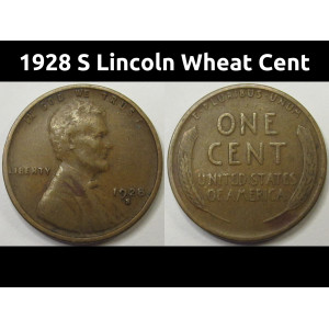 1928 S Lincoln Wheat Cent - antique better condition American wheat penny