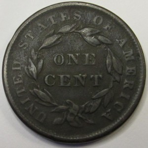 1839 Coronet Head Large Cent - Booby Head - antique odd variety American penny