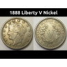 1888 Liberty V Nickel - better date antique Wild West era nickel