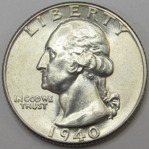 1940 Washington Quarter - uncirculated flashy early date American silver coin